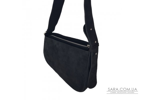 Сумка жіноча "Наомі" натуральна шкіра, замша чорна