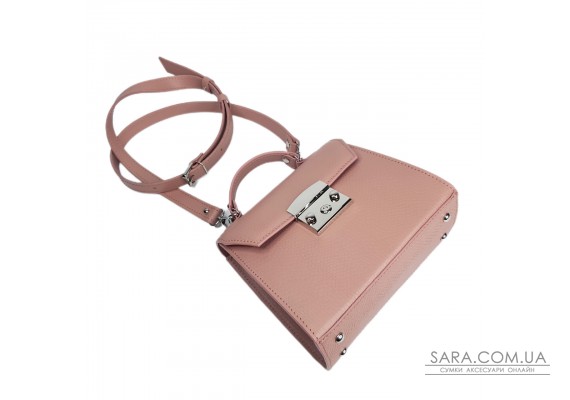 Сумка жіноча "Меррі" натуральна шкіра,рожева тиснення рептилія