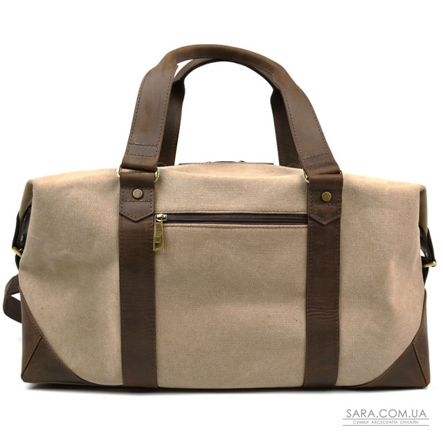 Дорожная спортивная сумка TARWA RCs-0320-4lx из песочного канвас и кожи крейзи хорс Дорожная спортивная сумка TARWA RCs-0320-4lx из песочного канвас и кожи крейзи хорс