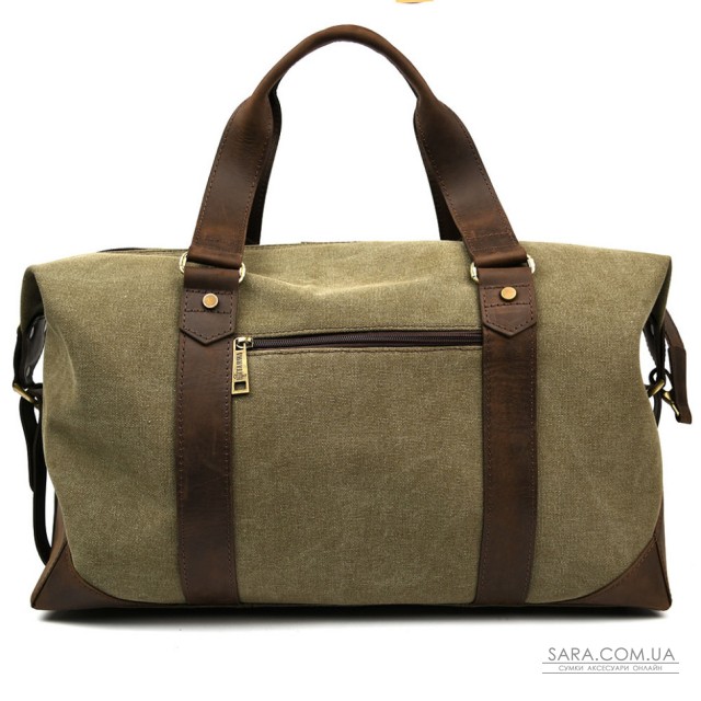 Дорожня спортивна сумка TARWA RCh-0320-4lx з канвас хаккі та шкіри крейзі хорс Дорожня спортивна сумка TARWA RCh-0320-4lx з канвас хаккі та шкіри крейзі хорс