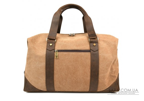 Дорожня спортивна сумка TARWA RCc-0320-4lx з кавового канвасу та шкіри крейзі хорс