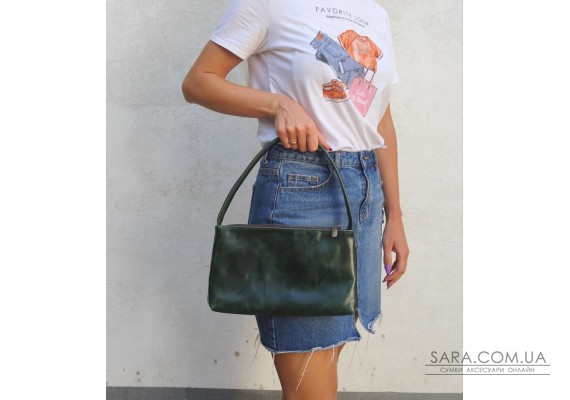 Шкіряна сумка хобо TARWA GE-hobo-4lx зелений алькор