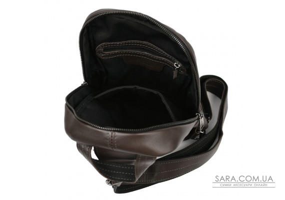 Рюкзак слинг кожаный с карманами TARWA GC-6020-3md коричневая Наппа