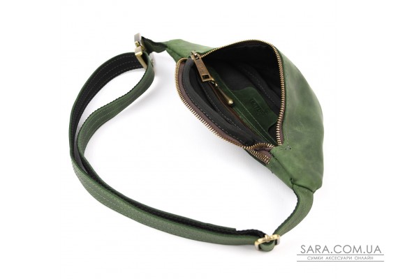 Зелена сумка бананка з кінської шкіри TARWA RE-3034-3md