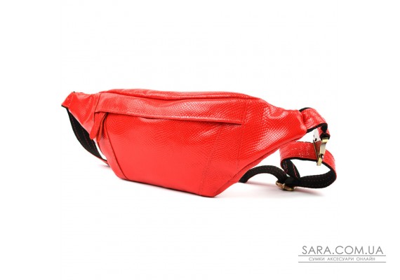 Шкіряна сумка бананка червона шкіра під змію TARWA GR-455-3md