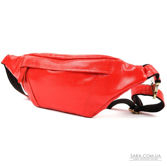 Шкіряна сумка бананка червона шкіра під змію TARWA GR-455-3md Шкіряна сумка бананка червона шкіра під змію TARWA GR-455-3md