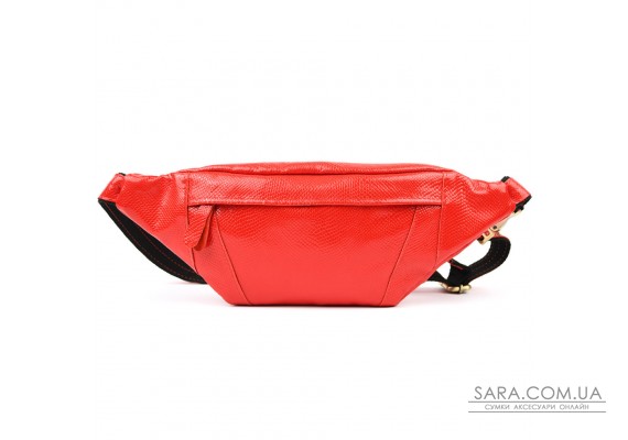 Шкіряна сумка бананка червона шкіра під змію TARWA GR-455-3md