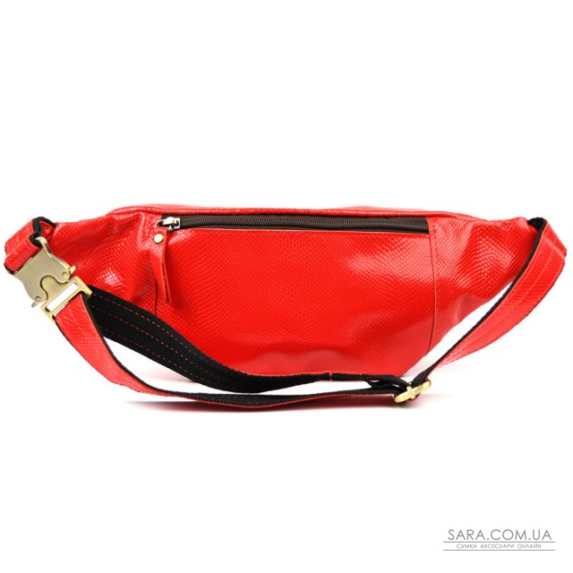 Шкіряна сумка бананка червона шкіра під змію TARWA GR-455-3md Шкіряна сумка бананка червона шкіра під змію TARWA GR-455-3md