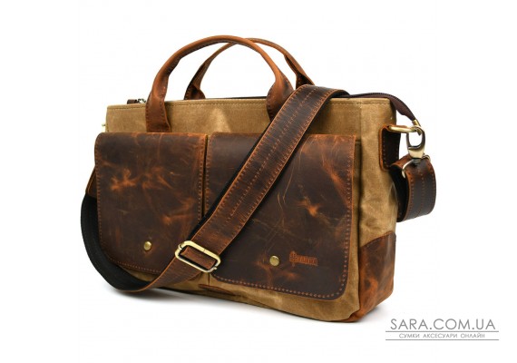 Чоловіча сумка з вощеного канвасу та кінської шкіри TARWA RYW-3990-3md