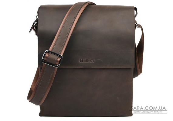 Чоловіча сумка через плече на три відділення велика Limary Lim-373RC крейзі хорс