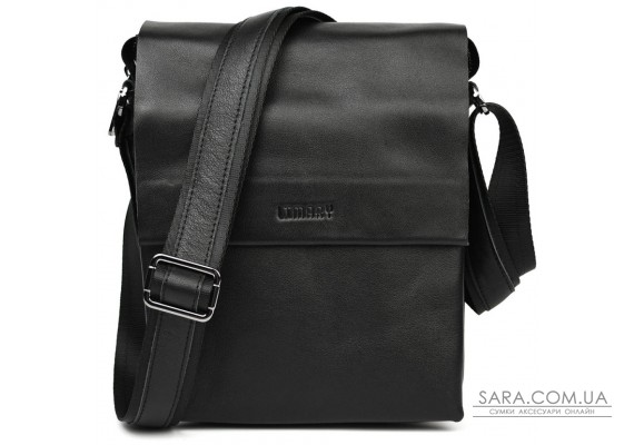 Чоловіча сумка через плече на три відділення середня Limary Lim-372GA чорна Наппа