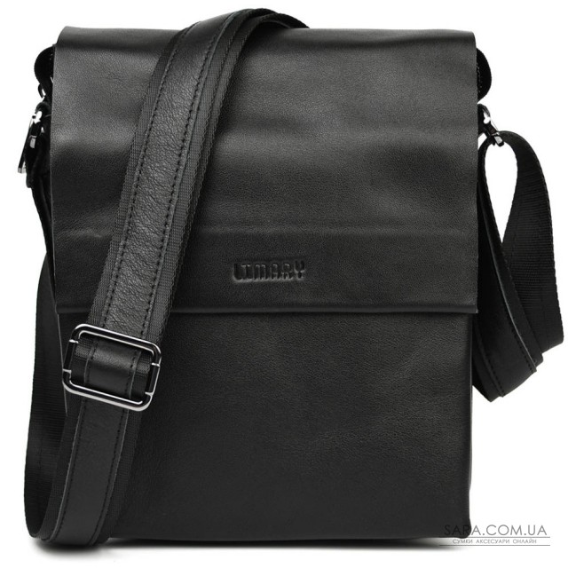 Чоловіча сумка через плече на три відділення середня Limary Lim-372GA чорна Наппа Чоловіча сумка через плече на три відділення середня Limary Lim-372GA чорна Наппа