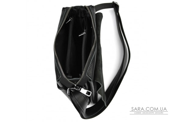 Чоловіча сумка через плече на три відділення середня Limary Lim-372GA чорна Наппа