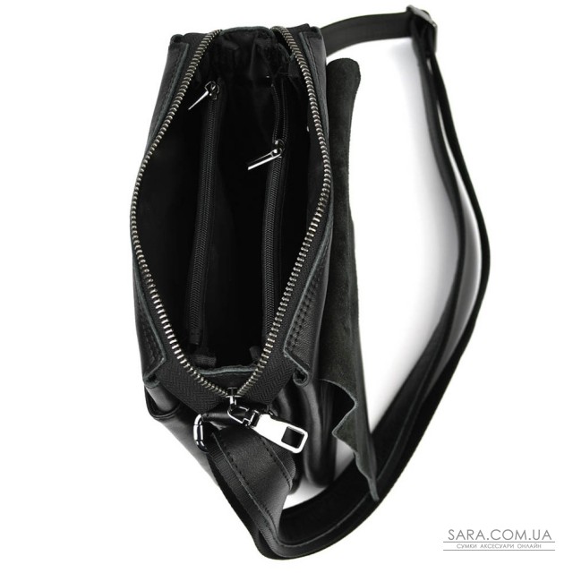 Чоловіча сумка через плече на три відділення середня Limary Lim-372GA чорна Наппа Чоловіча сумка через плече на три відділення середня Limary Lim-372GA чорна Наппа