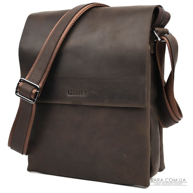 Чоловіча сумка через плече на три відділення велика Limary Lim-373RC крейзі хорс Чоловіча сумка через плече на три відділення велика Limary Lim-373RC крейзі хорс