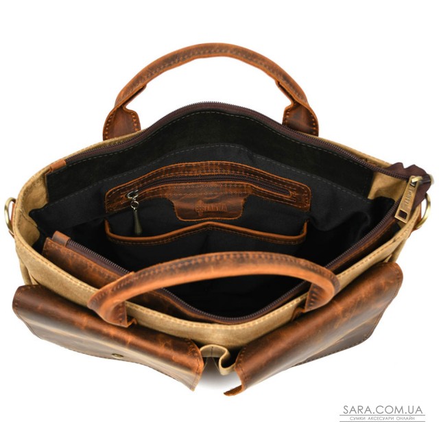 Чоловіча сумка з вощеного канвасу та кінської шкіри TARWA RYW-3990-3md Чоловіча сумка з вощеного канвасу та кінської шкіри TARWA RYW-3990-3md