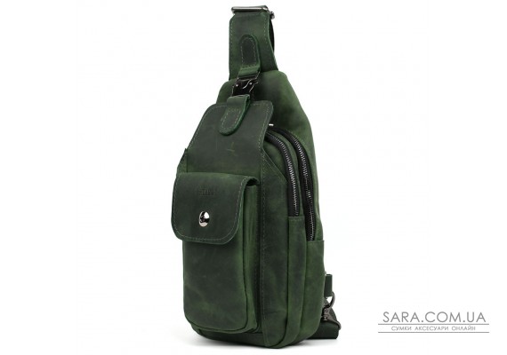 Модный рюкзак слинг на одну шлейку зеленый TARWA RE-4007-3md