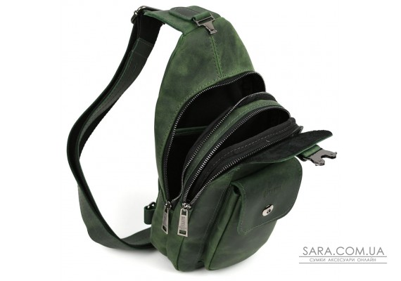 Модный рюкзак слинг на одну шлейку зеленый TARWA RE-4007-3md