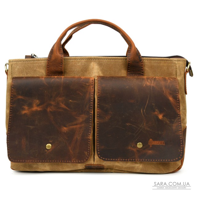 Чоловіча сумка з вощеного канвасу та кінської шкіри TARWA RYW-3990-3md Чоловіча сумка з вощеного канвасу та кінської шкіри TARWA RYW-3990-3md