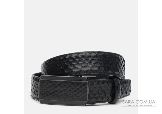 Ремінь чоловічий з шкіри пітона Sergio Torri 7-003 125 см Чорний