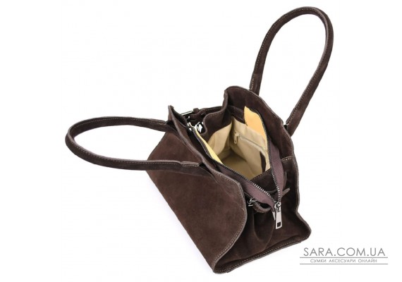 Замшева жіноча сумка тоут Італія Firenze fz3752_chok у кольорі шоколад