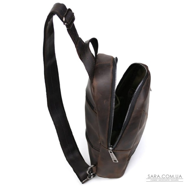 Рюкзак слинг кожаный с карманами TARWA RC-6020-3md коричневый крейзи хорс Рюкзак слинг кожаный с карманами TARWA RC-6020-3md коричневый крейзи хорс