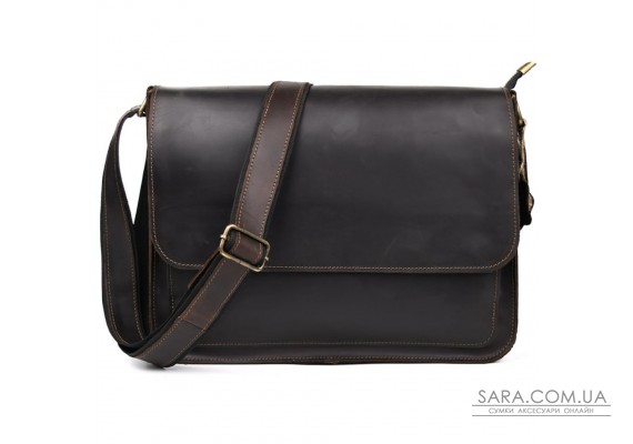 Шкіряна сумка через плече формату А4 Limary lim-3028RC коричнева