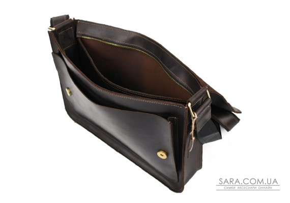 Шкіряна сумка через плече формату А4 Limary lim-3028RC коричнева