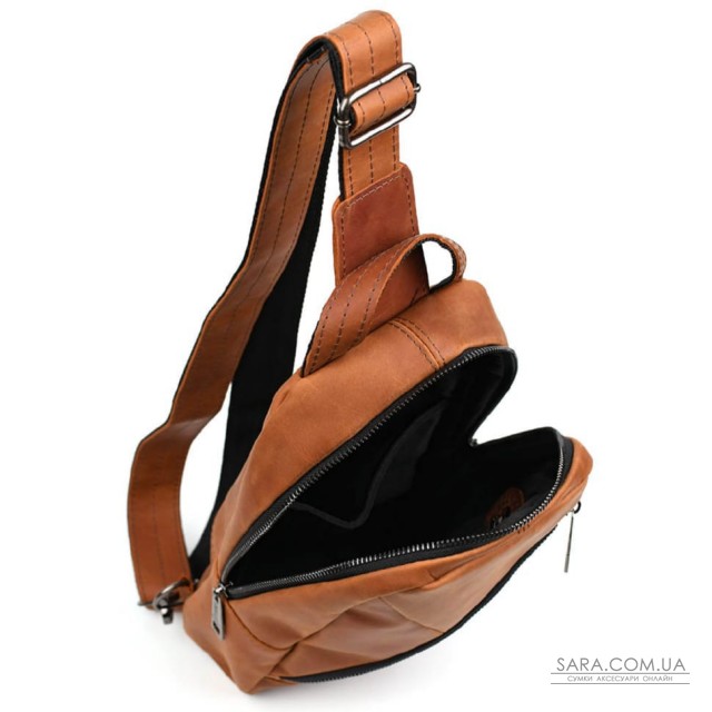 Рюкзак слинг кожаный с карманами TARWA RB-6020-3md коньячный крейзи хорс Рюкзак слинг кожаный с карманами TARWA RB-6020-3md коньячный крейзи хорс