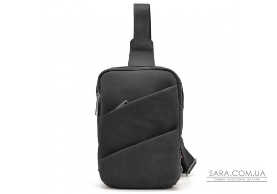 Рюкзак слинг на одну шлейку RA-0604-3md TARWA черный крейзи хорс