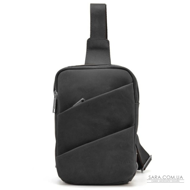 Рюкзак слинг на одну шлейку RA-0604-3md TARWA черный крейзи хорс Рюкзак слинг на одну шлейку RA-0604-3md TARWA черный крейзи хорс