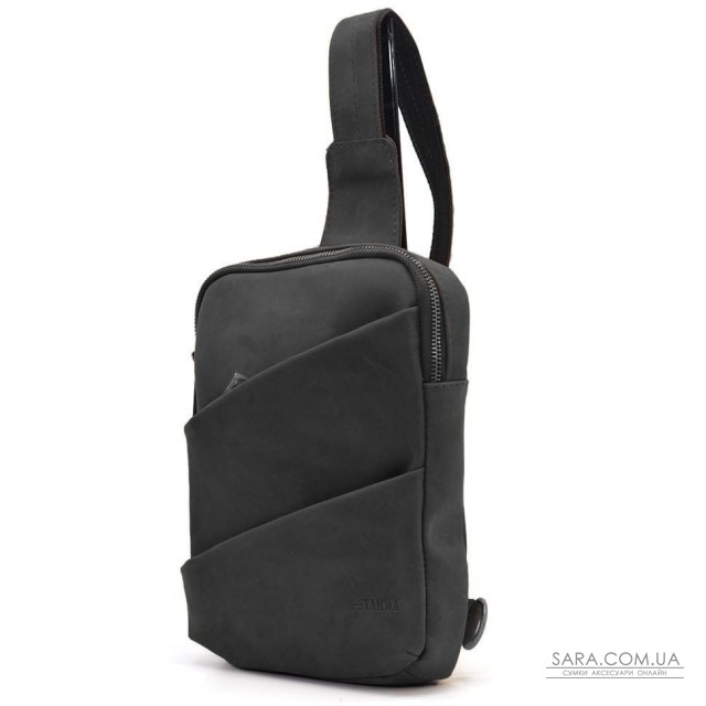Рюкзак слинг на одну шлейку RA-0604-3md TARWA черный крейзи хорс Рюкзак слинг на одну шлейку RA-0604-3md TARWA черный крейзи хорс