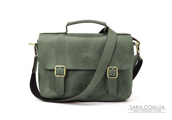 Чоловіча сумка-портфель на плече із ручкою TARWA RE-6008-3md зелена