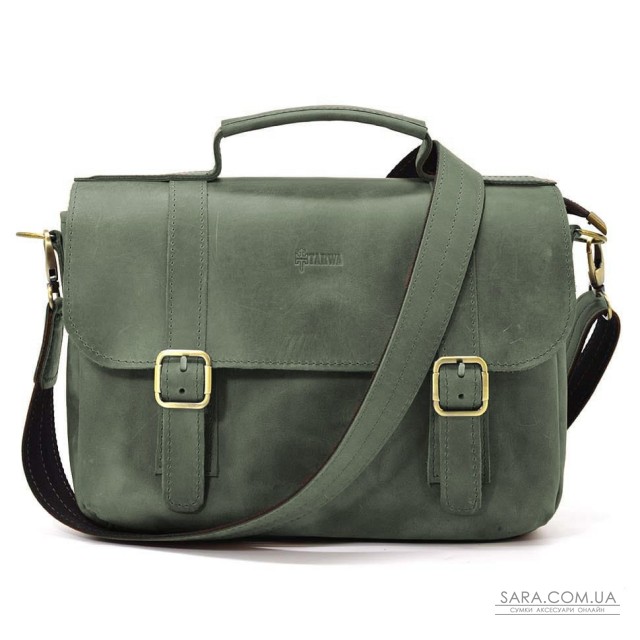 Чоловіча сумка-портфель на плече із ручкою TARWA RE-6008-3md зелена Чоловіча сумка-портфель на плече із ручкою TARWA RE-6008-3md зелена