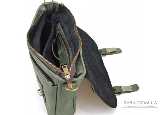 Чоловіча сумка-портфель на плече із ручкою TARWA RE-6008-3md зелена