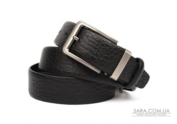 Ремінь зі шкіри буйвола гладкий ST2028B чорний 35мм