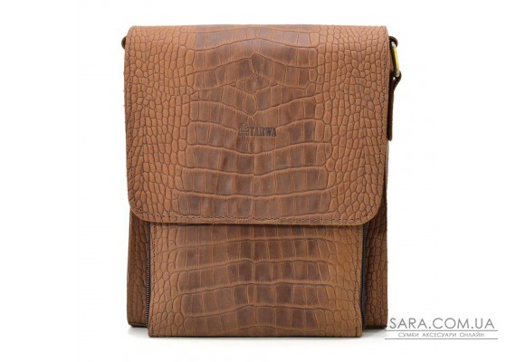 Шкіряна сумка через плече RepC-3027-4lx бренду TARWA коричневий колір рептилія