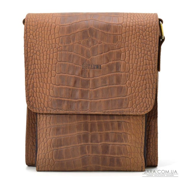 Шкіряна сумка через плече RepC-3027-4lx бренду TARWA коричневий колір рептилія Шкіряна сумка через плече RepC-3027-4lx бренду TARWA коричневий колір рептилія