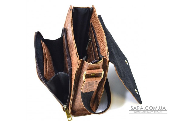 Шкіряна сумка через плече RepC-3027-4lx бренду TARWA коричневий колір рептилія