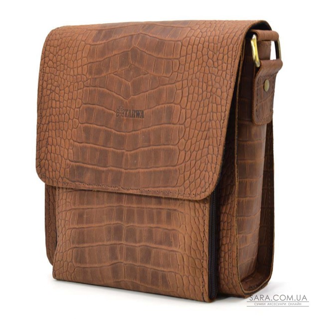 Шкіряна сумка через плече RepC-3027-4lx бренду TARWA коричневий колір рептилія Шкіряна сумка через плече RepC-3027-4lx бренду TARWA коричневий колір рептилія