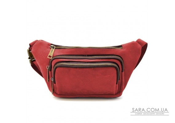 Шкіряна бананка напоясна із кінської шкіри червона RR-8179-3md TARWA