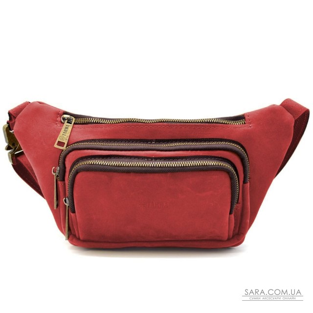 Шкіряна бананка напоясна із кінської шкіри червона RR-8179-3md TARWA Шкіряна бананка напоясна із кінської шкіри червона RR-8179-3md TARWA