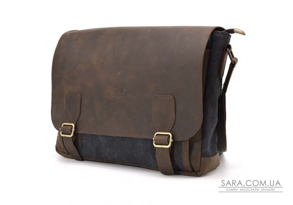 Чоловіча шкіряна сумка через плече з канвасу та шкіри TARWA, RCG-6045-3md
