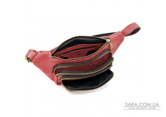 Шкіряна бананка напоясна із кінської шкіри червона RR-8179-3md TARWA