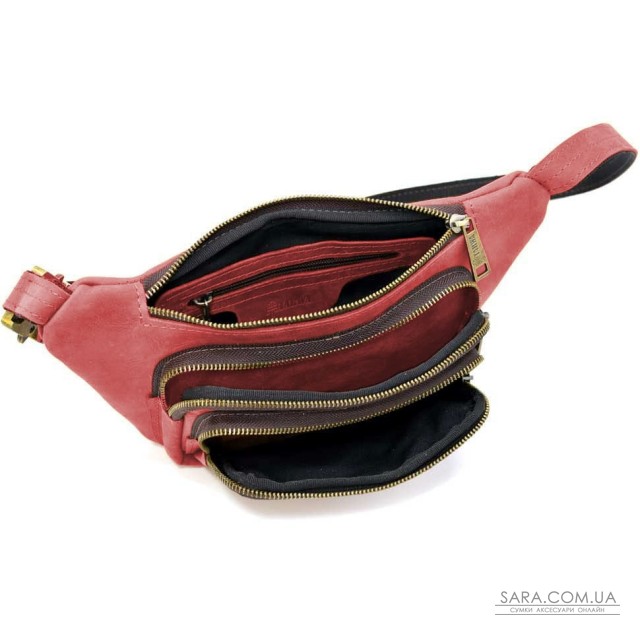 Шкіряна бананка напоясна із кінської шкіри червона RR-8179-3md TARWA Шкіряна бананка напоясна із кінської шкіри червона RR-8179-3md TARWA