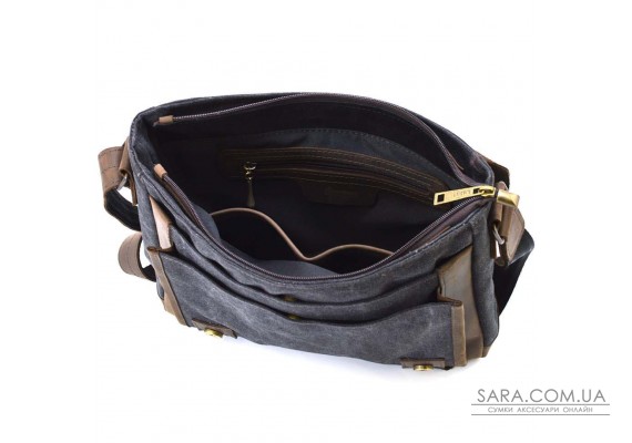 Чоловіча шкіряна сумка через плече з канвасу та шкіри TARWA, RCG-6045-3md