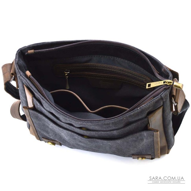 Чоловіча шкіряна сумка через плече з канвасу та шкіри TARWA, RCG-6045-3md Чоловіча шкіряна сумка через плече з канвасу та шкіри TARWA, RCG-6045-3md