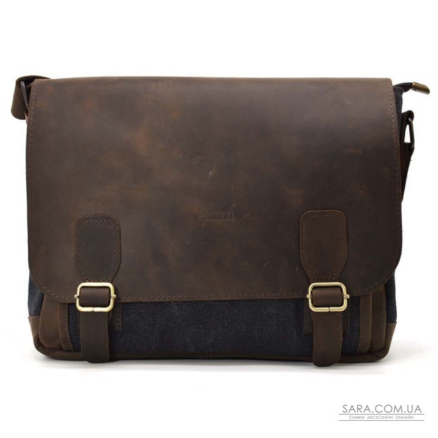 Чоловіча шкіряна сумка через плече з канвасу та шкіри TARWA, RCG-6045-3md Чоловіча шкіряна сумка через плече з канвасу та шкіри TARWA, RCG-6045-3md