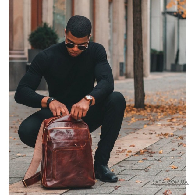 Большой кожаный рюкзак - L.A. Confidential  - Коричневый цвет - Time Resistance 5206601 Большой кожаный рюкзак - L.A. Confidential  - Коричневый цвет - Time Resistance 5206601