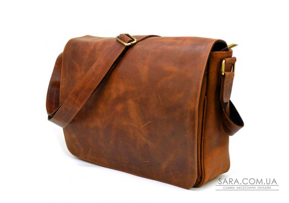 Чоловіча шкіряна сумка через плече з клапаном TARWA RY-1047-3md теракот